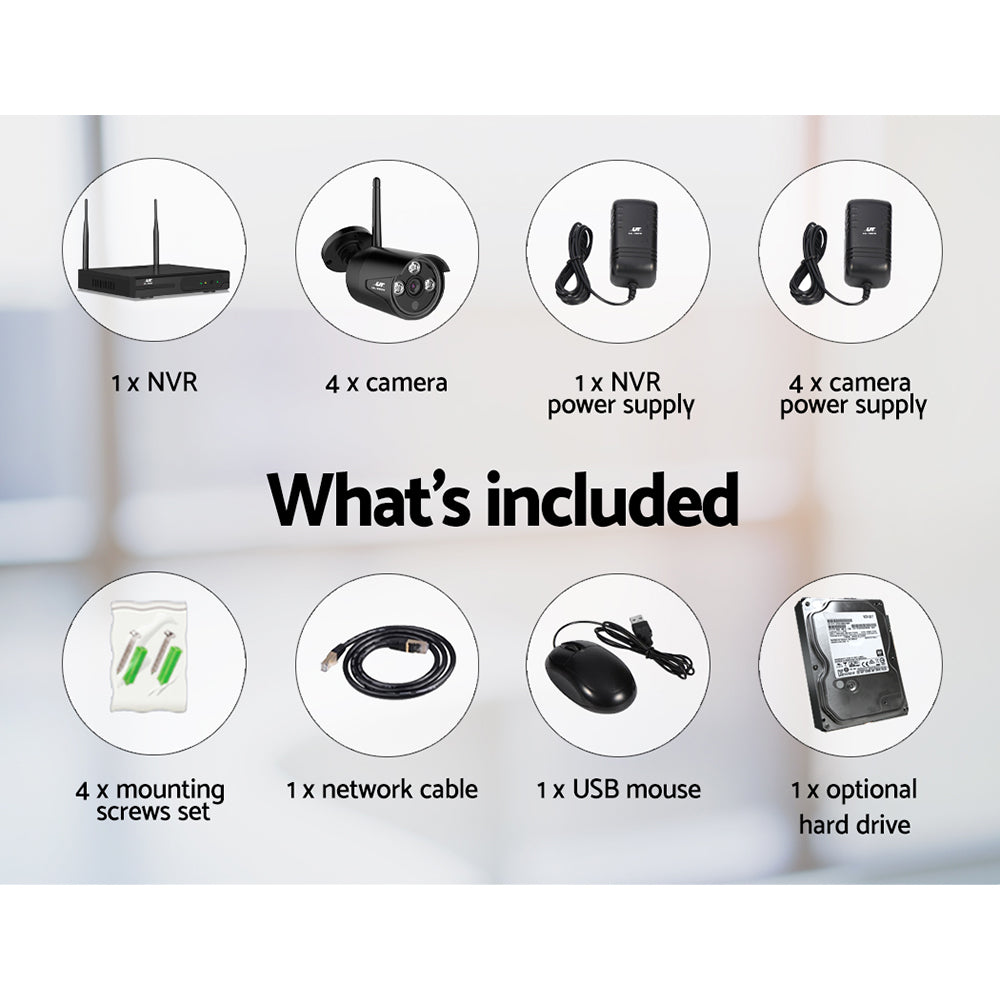 UL-tech Wireless CCTV Security System 8CH NVR 3MP 4 Bullet Cameras 1TB-CCTV-PEROZ Accessories
