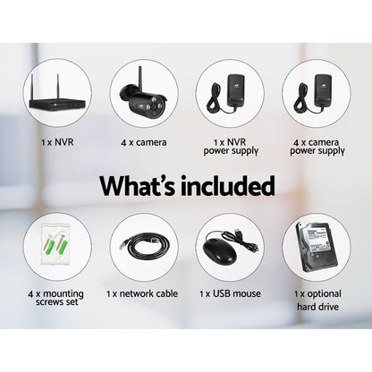 UL-tech Wireless CCTV Security System 8CH NVR 3MP 4 Bullet Cameras 1TB-CCTV-PEROZ Accessories