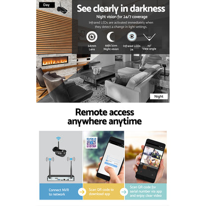UL-tech Wireless CCTV Security System 8CH NVR 3MP 4 Bullet Cameras 1TB-CCTV-PEROZ Accessories