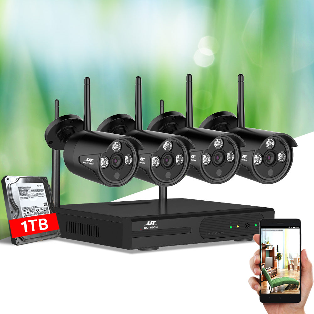 UL-tech Wireless CCTV Security System 8CH NVR 3MP 4 Bullet Cameras 1TB-CCTV-PEROZ Accessories