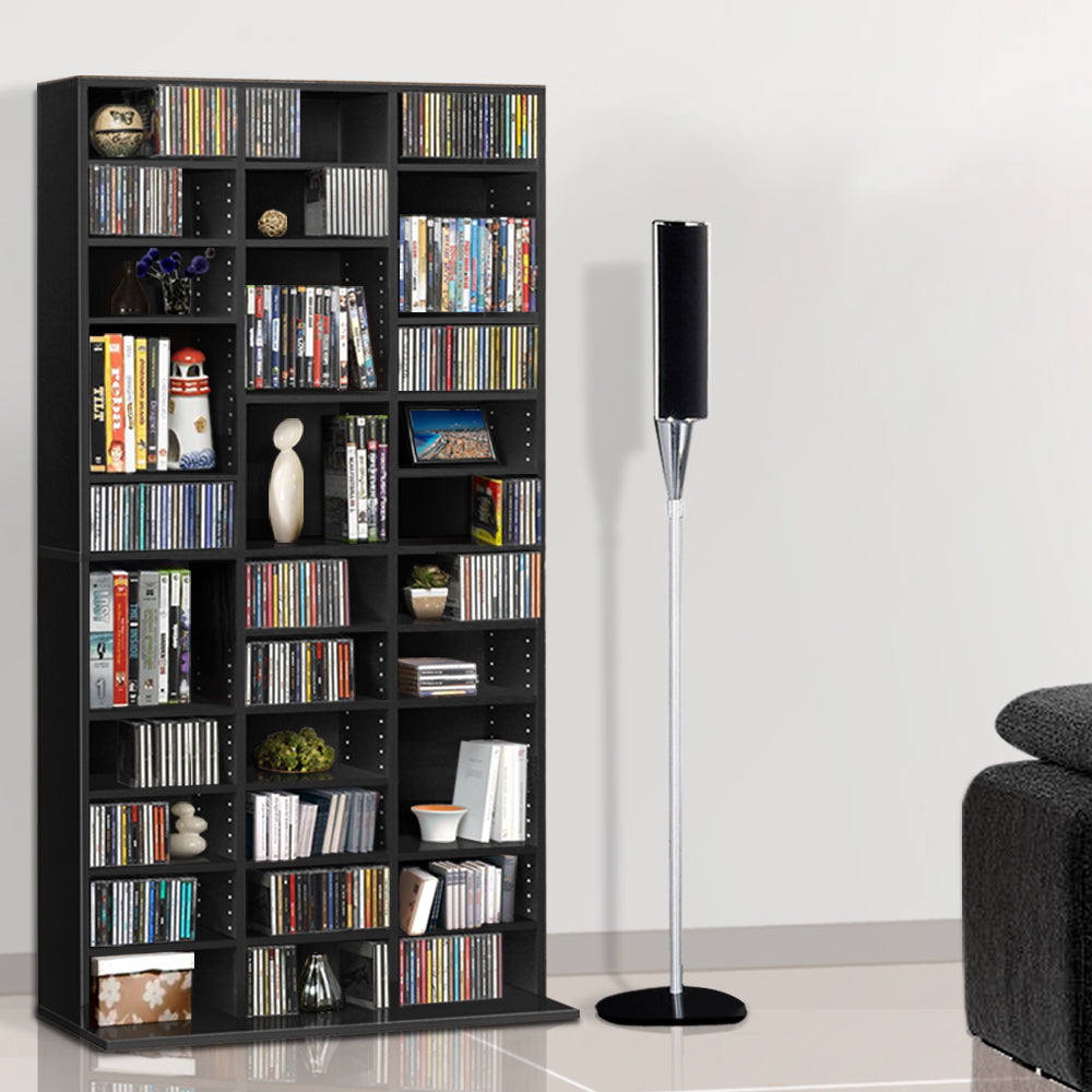 Artiss Bookshelf CD Storage Rack - BERT Black-Home &amp; Garden &gt; Storage-PEROZ Accessories