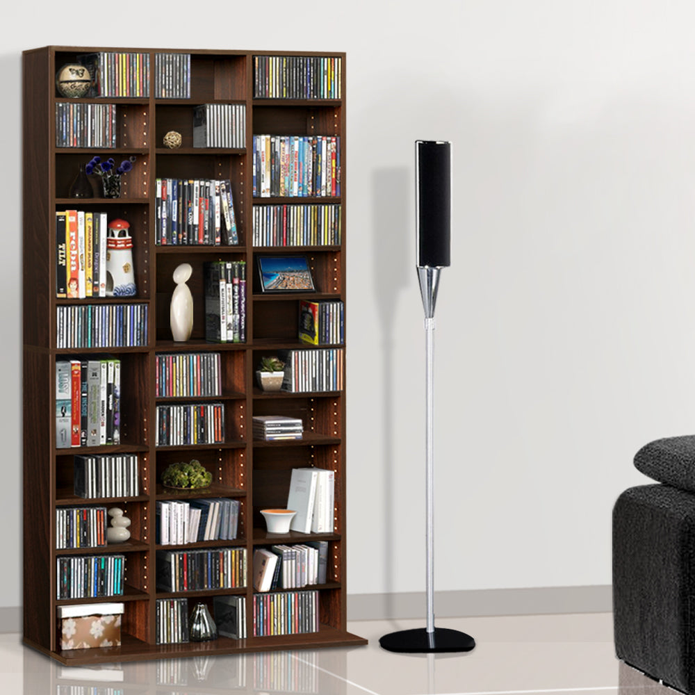 Artiss Bookshelf CD Storage Rack - BERT Brown-Home &amp; Garden &gt; Storage-PEROZ Accessories