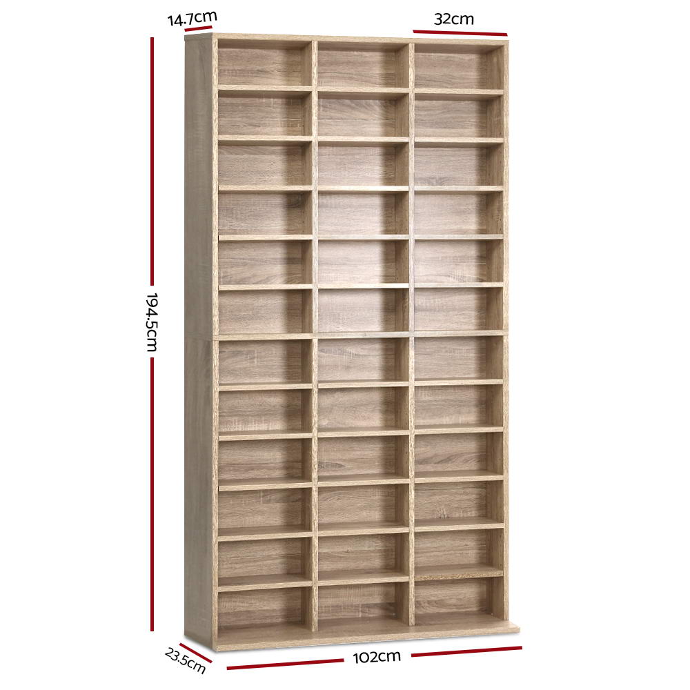 Artiss Bookshelf CD Storage Rack - BERT Oak-Furniture &gt; Office-PEROZ Accessories