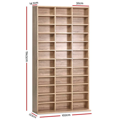 Artiss Bookshelf CD Storage Rack - BERT Oak-Furniture &gt; Office-PEROZ Accessories