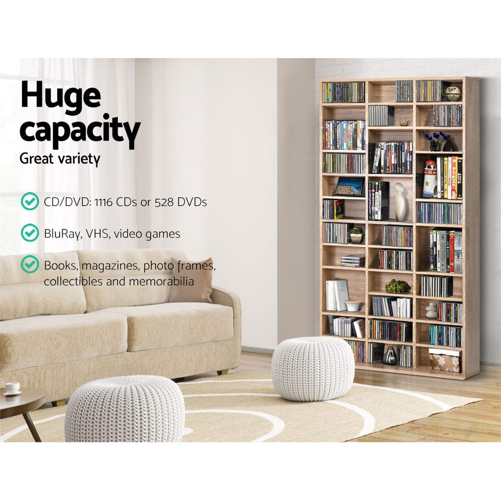 Artiss Bookshelf CD Storage Rack - BERT Oak-Furniture &gt; Office-PEROZ Accessories