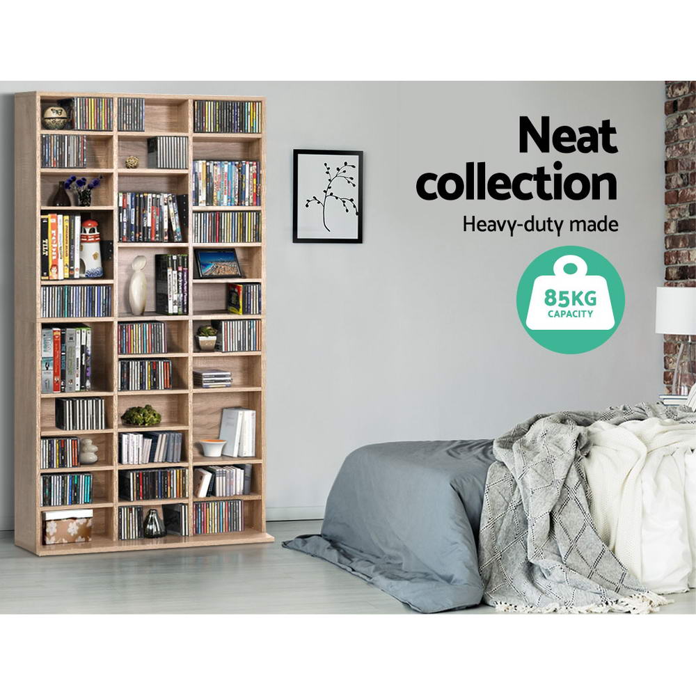 Artiss Bookshelf CD Storage Rack - BERT Oak-Furniture &gt; Office-PEROZ Accessories