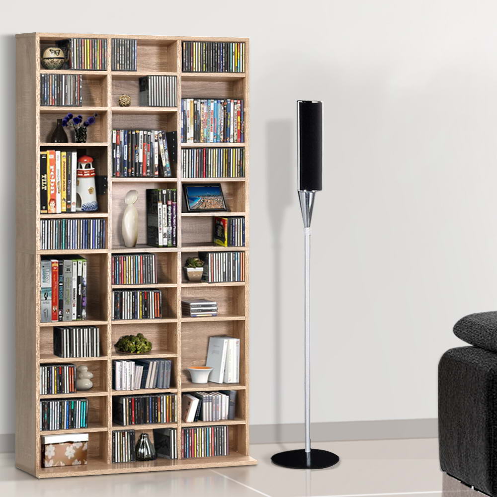 Artiss Bookshelf CD Storage Rack - BERT Oak-Furniture &gt; Office-PEROZ Accessories