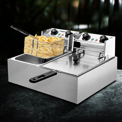 Devanti 20L Electric Commercial Deep Fryer Double Baskets 4400W-Appliances &gt; Kitchen Appliances-PEROZ Accessories