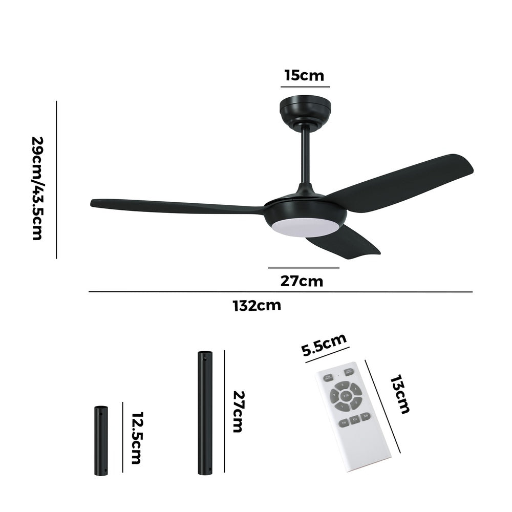 Vevare 52&quot; Ceiling Fan with Light DC Remote Control 5 Speed Black-Ceiling Fan-PEROZ Accessories
