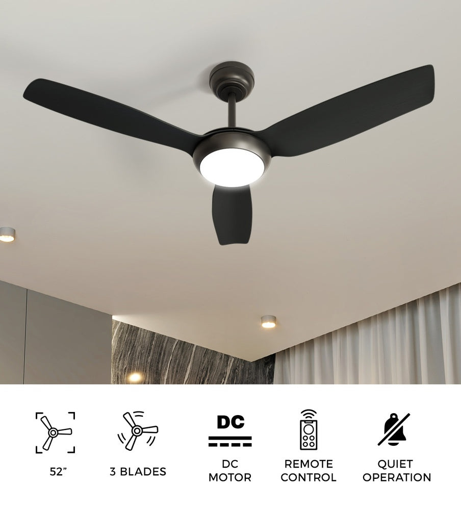 Vevare 52&quot; Ceiling Fan with Light DC Remote Control 5 Speed Black-Ceiling Fan-PEROZ Accessories