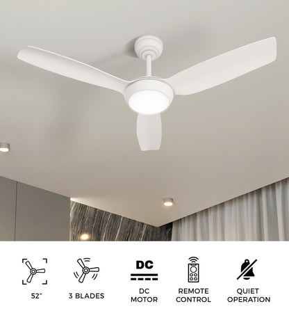 Vevare 52&quot; Ceiling Fan with Light DC Remote Control 5 Speed White-Ceiling Fan-PEROZ Accessories