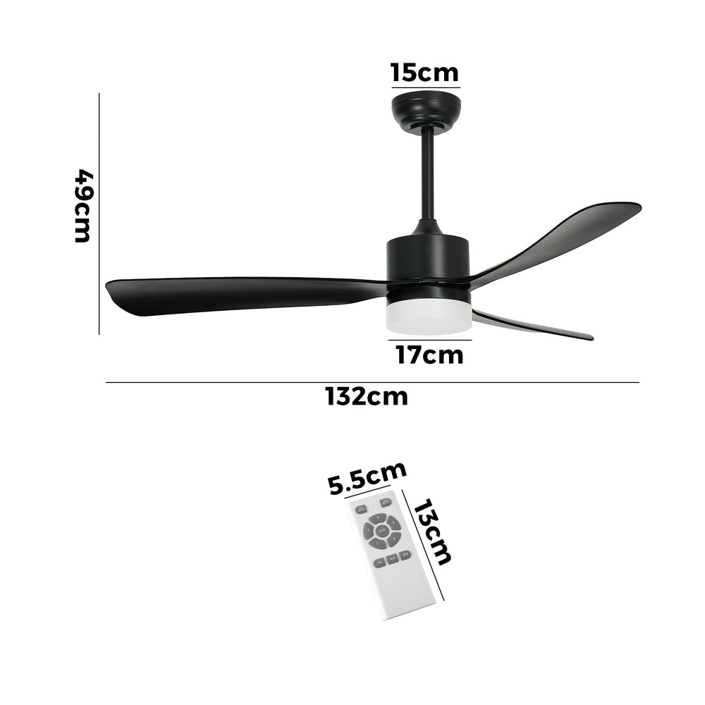 Vevare 52&quot; Ceiling Fan LED Light 5 Speed Fans Remote Control Black-Ceiling Fan-PEROZ Accessories