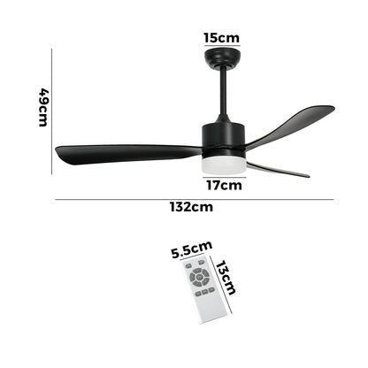 Vevare 52&quot; Ceiling Fan LED Light 5 Speed Fans Remote Control Black-Ceiling Fan-PEROZ Accessories