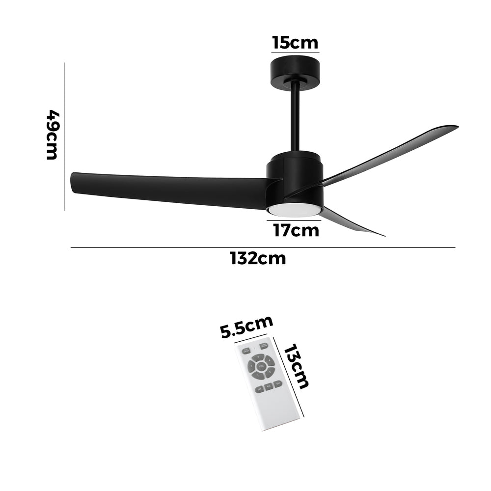 Vevare 52&quot; Ceiling Fan With Light DC Motor Remote Control Black-Ceiling Fan-PEROZ Accessories