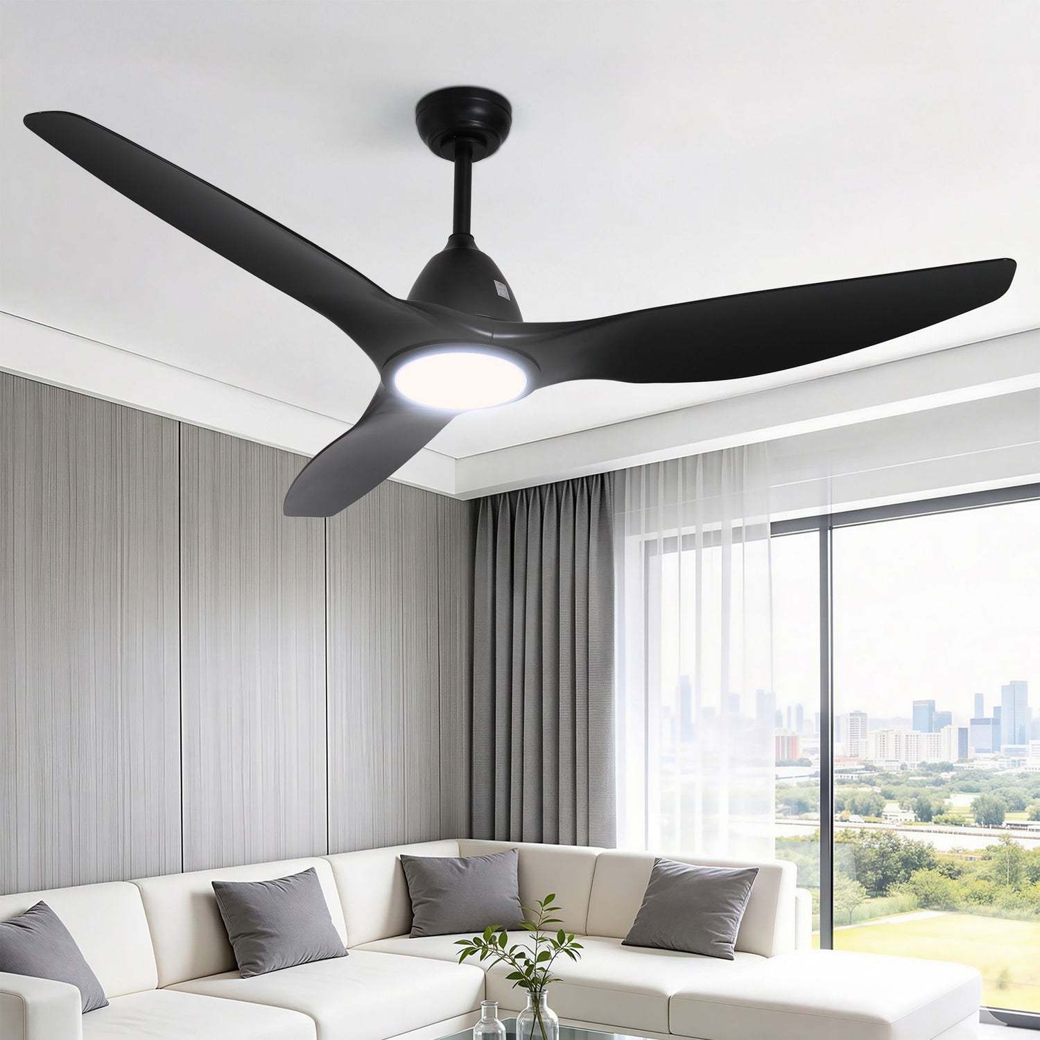 Devanti 64 Inch Ceiling Fan DC Motor w/Light w/Remote - Black-Appliances > Fans > Ceiling Fans-PEROZ Accessories