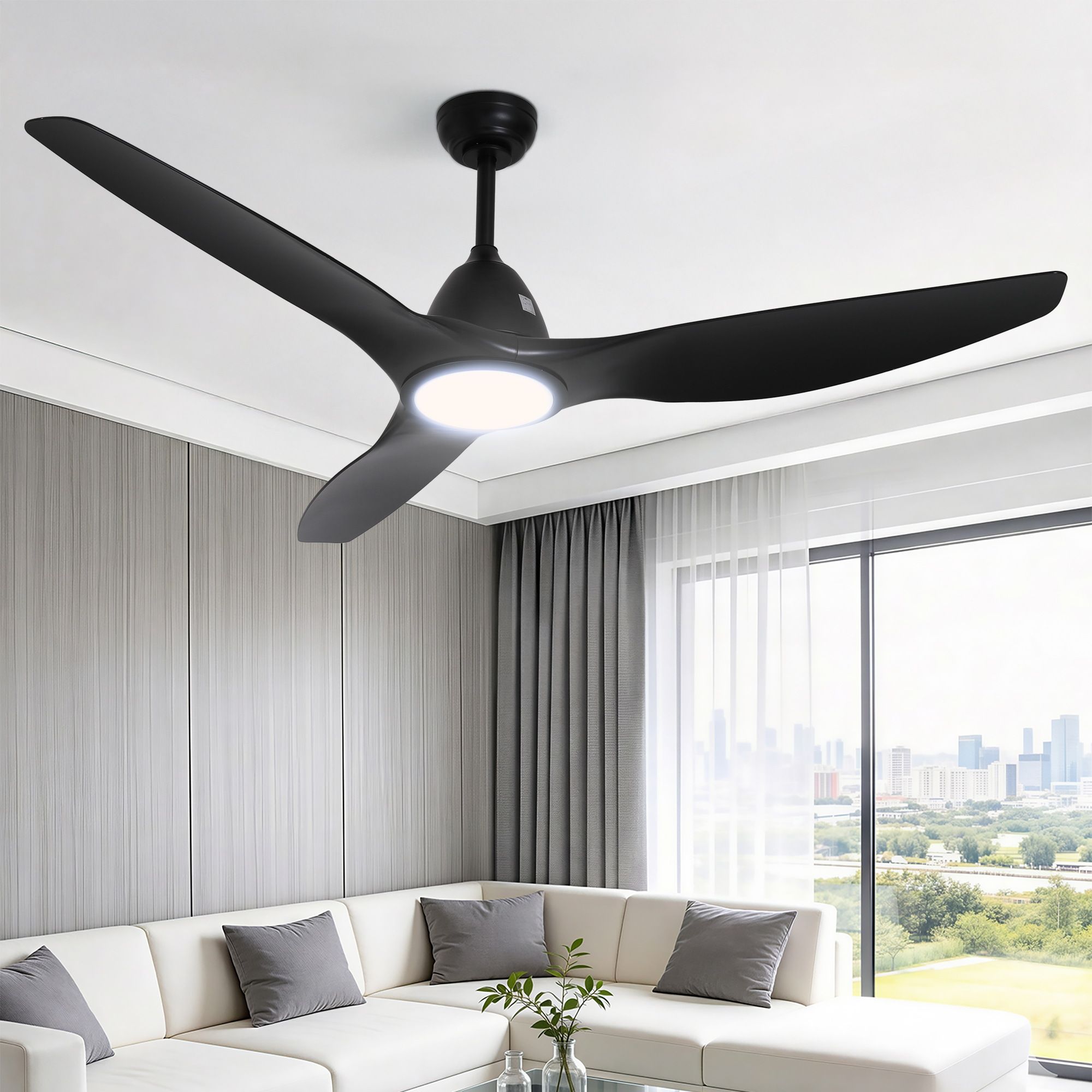 Devanti 64 Inch Ceiling Fan DC Motor w/Light w/Remote - Black-Appliances > Fans > Ceiling Fans-PEROZ Accessories