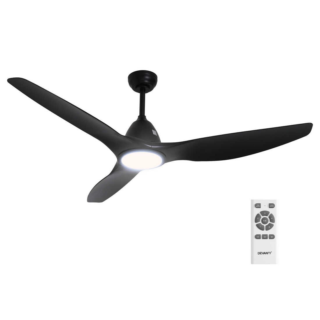 Devanti 64 Inch Ceiling Fan DC Motor w/Light w/Remote - Black-Appliances > Fans > Ceiling Fans-PEROZ Accessories
