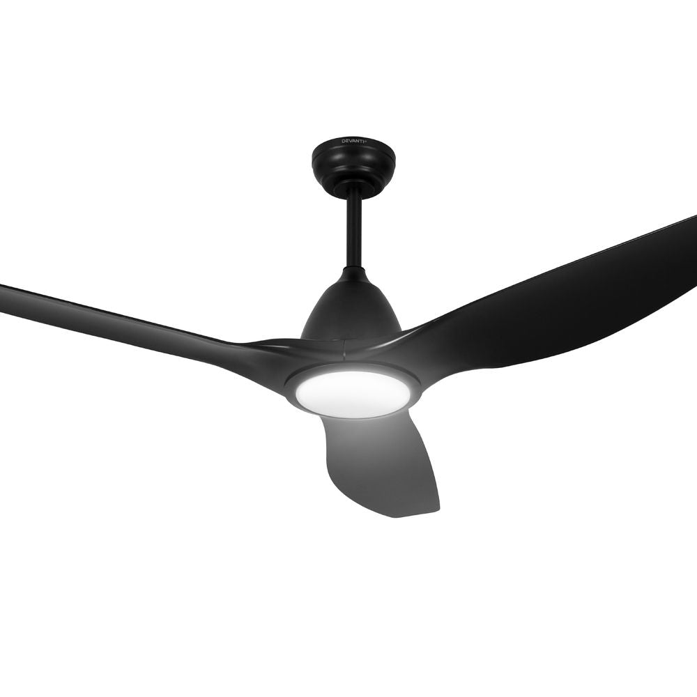 Devanti 64 Inch Ceiling Fan DC Motor w/Light w/Remote - Black-Appliances > Fans > Ceiling Fans-PEROZ Accessories