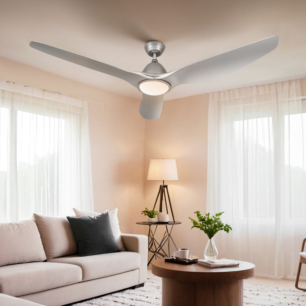 Devanti 64 Inch Ceiling Fan DC Motor w/Light w/Remote - Silver-Appliances &gt; Fans &gt; Ceiling Fans-PEROZ Accessories