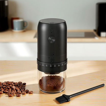 Devanti Electric Coffee Grinder USB-C Rechargeable Portable Coffee Bean Grinder with 40 Precise Grind Settings | Automatic Spice Nut Pepper Grinder Mill with Cleaning Brush &amp; Ground Coffee Container for Home Office Camping Travel, Black