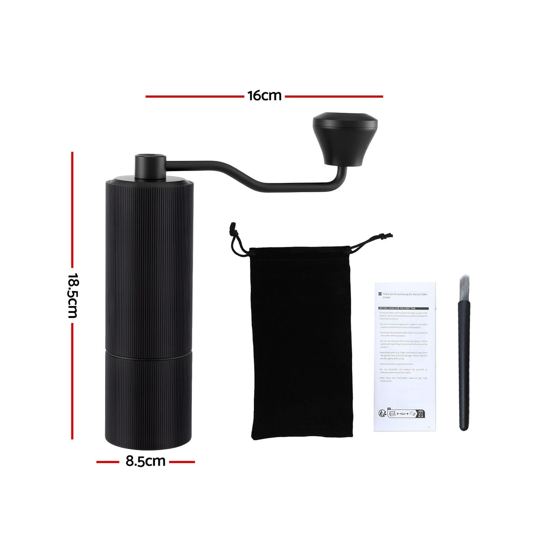 Devanti Manual Coffee Grinder with 24 Adjustable Settings | Hand Coffee Bean Burr Mill for Espresso French Press | Portable Stainless Steel Quiet Grinder with Storage Bag for Travel Camping, Black-Appliances > Kitchen Appliances > Coffee Machines &amp; Accessories-PEROZ Accessories