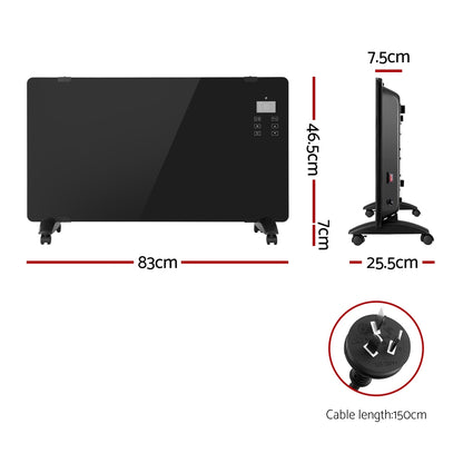 Devanti Electric Convection Heater Black 2000W-Appliances &gt; Heaters-PEROZ Accessories