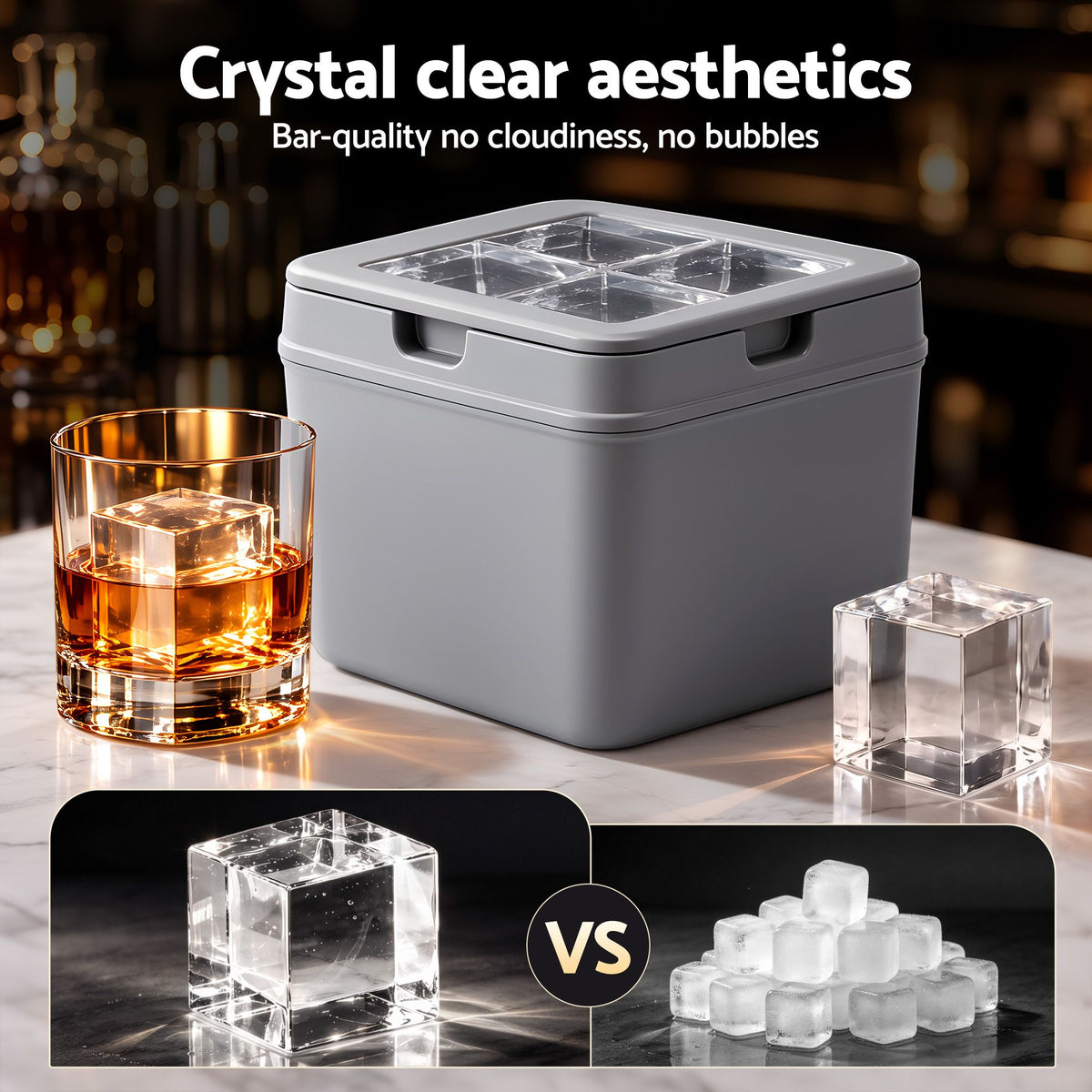 Artiss 5cm Clear Ice Mold Whiskey Large Square Ice Cube Tray-Home &amp; Garden > Kitchenware > Kitchen Utensils-PEROZ Accessories
