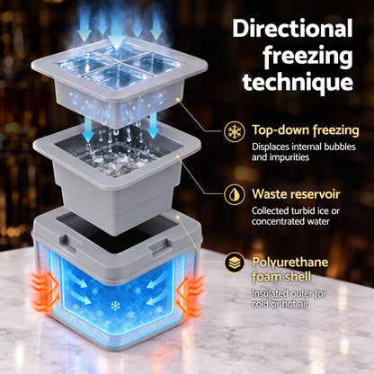 Artiss 5cm Clear Ice Mold Whiskey Large Square Ice Cube Tray-Home &amp; Garden > Kitchenware > Kitchen Utensils-PEROZ Accessories