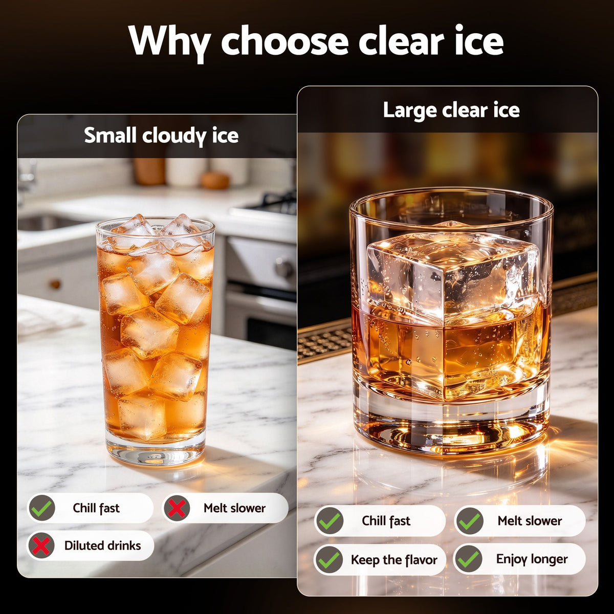 Artiss 5cm Clear Ice Mold Whiskey Large Square Ice Cube Tray-Home &amp; Garden > Kitchenware > Kitchen Utensils-PEROZ Accessories