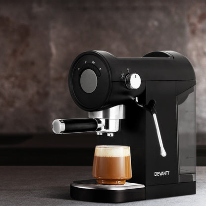 Devanti 20 Bar Coffee Machine Espresso Cafe Maker Black-Appliances &gt; Kitchen Appliances-PEROZ Accessories