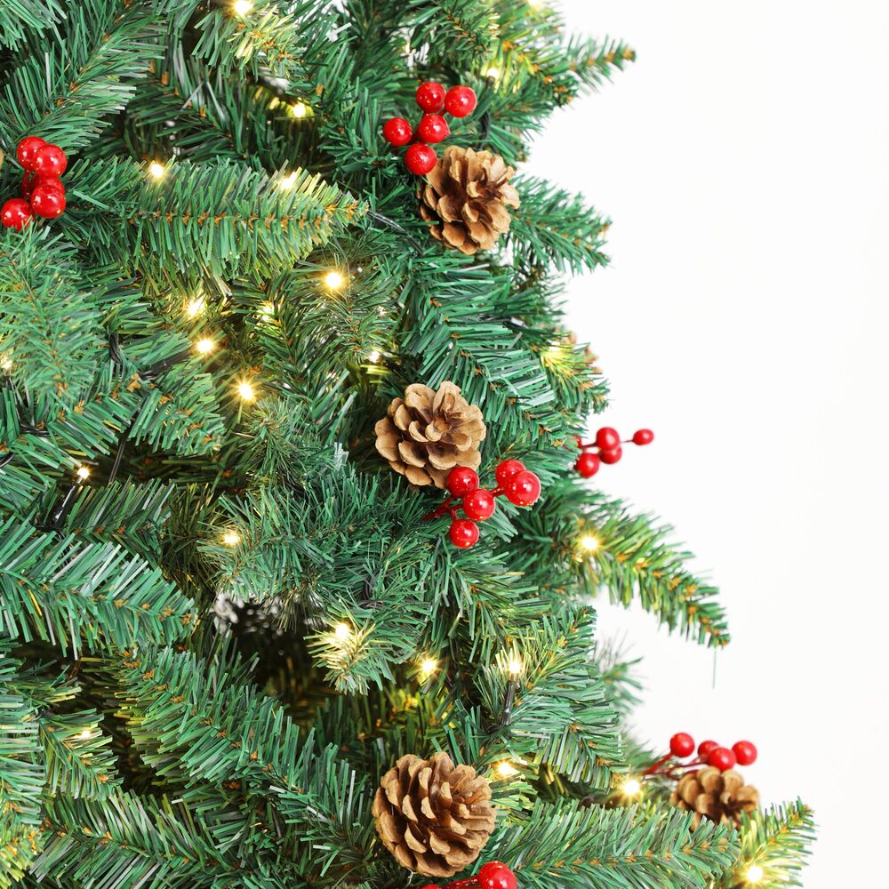 Mazam Christmas Tree 2.1M 7FT Xmas Decorations Green w/ LED Light and Pine Cones-Christmas Trees-PEROZ Accessories