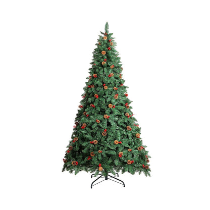 Mazam Christmas Tree 2.4M 8FT Xmas Decorations Green w/ LED Light and Pine Cones-Christmas Trees-PEROZ Accessories