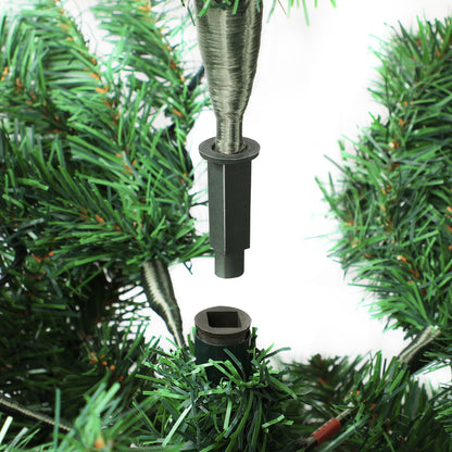 Tinseltown LED Christmas Tree 2.4M 8FT with Rattan Tree Skirt Warm Light Green-Christmas Tree-PEROZ Accessories