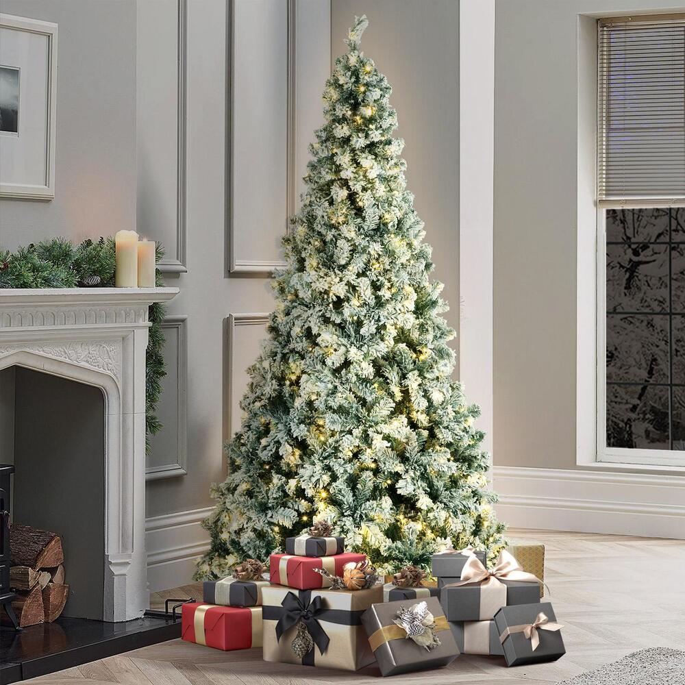 Mazam Christmas Tree 2.1M 7FT Snow Flocked Xmas Decorations Green w/ LED lights-Christmas Trees-PEROZ Accessories