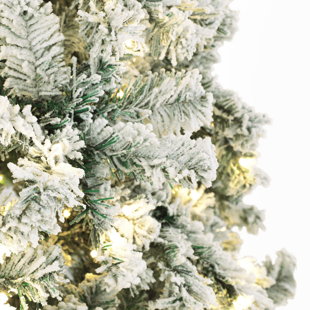 Mazam Christmas Tree 2.1M 7FT Snow Flocked Xmas Decorations Green w/ LED lights-Christmas Trees-PEROZ Accessories