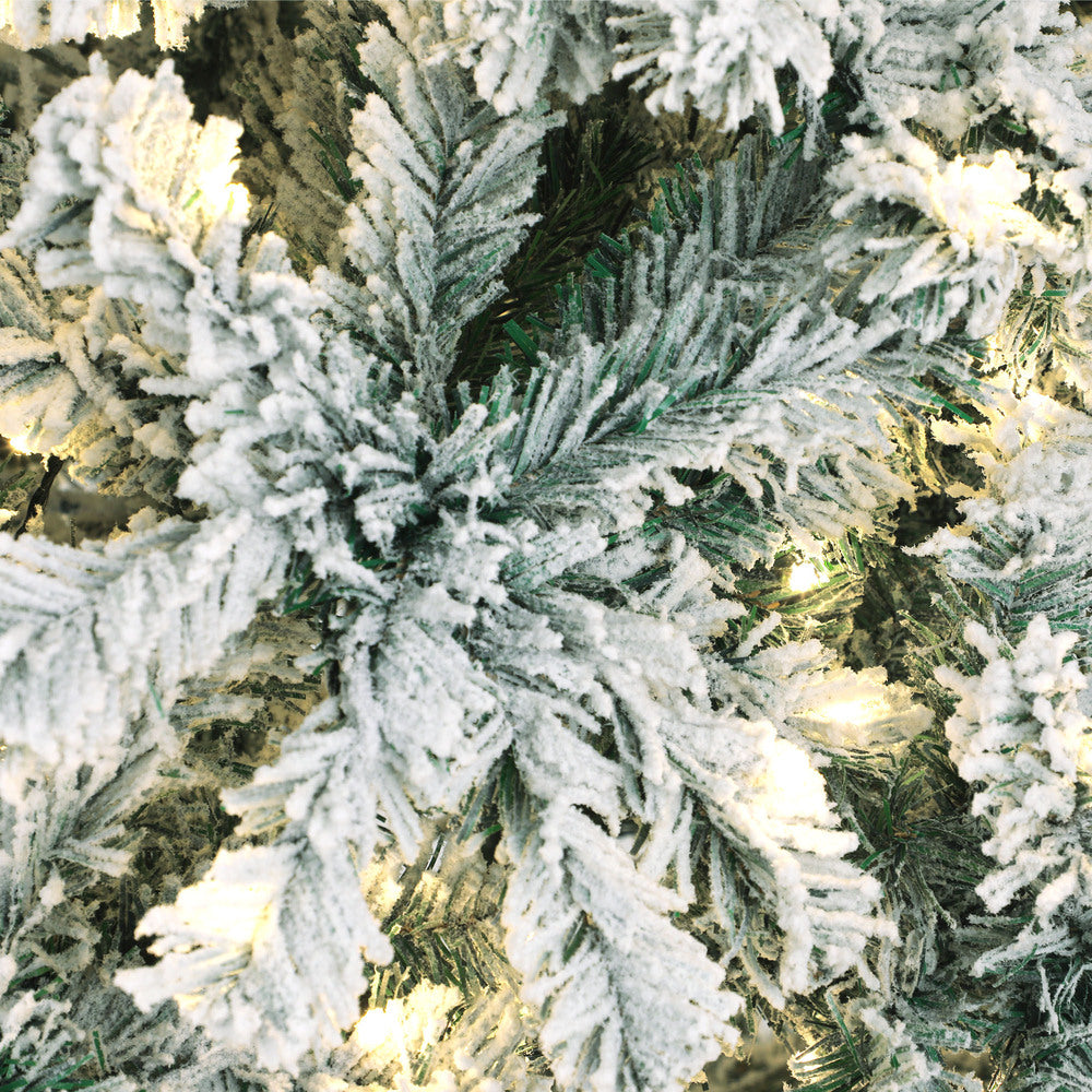 Mazam Christmas Tree 2.4M 8FT Snow Flocked Xmas Decorations Green w/ LED lights-Christmas Trees-PEROZ Accessories