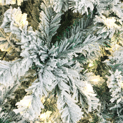 Mazam Christmas Tree 2.4M 8FT Snow Flocked Xmas Decorations Green w/ LED lights-Christmas Trees-PEROZ Accessories