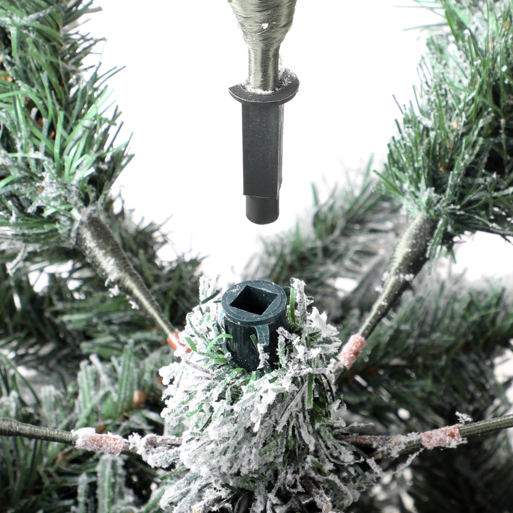 Mazam Christmas Tree 2.4M 8FT Snow Flocked Xmas Decorations Green w/ LED lights-Christmas Trees-PEROZ Accessories