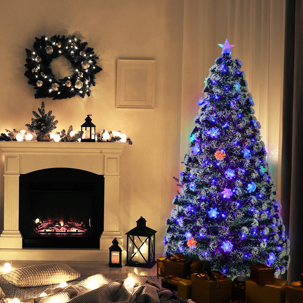 Tinseltown LED Christmas Tree 2.1M 7FT with Tree Skirt Light Snow-sprayed Green-Christmas Tree-PEROZ Accessories