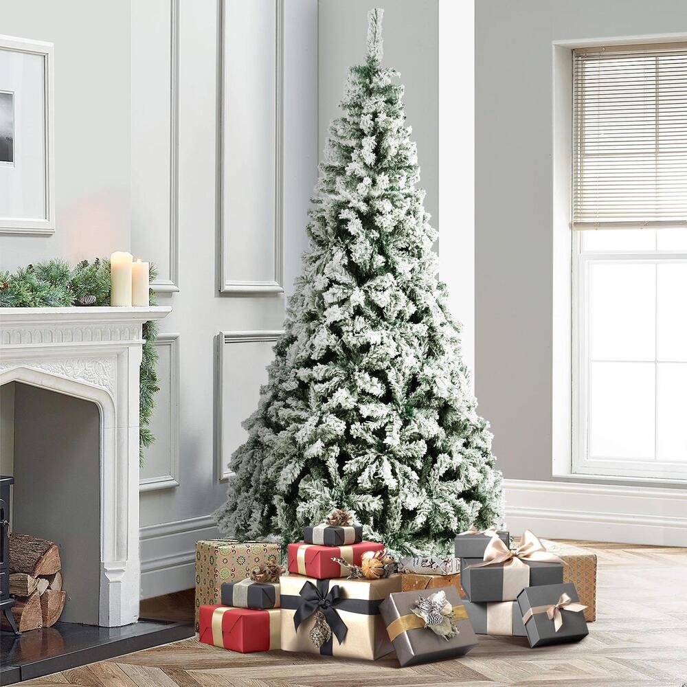 Mazam Christmas Tree 1.8M 6FT Snow Flocked Xmas Decorations Home Decor Green-Christmas Trees-PEROZ Accessories