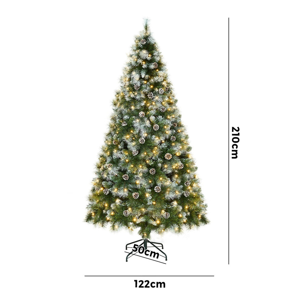 Tinseltown LED Christmas Tree 2.1M 7FT Pre-lit Light 8 Flash Modes Pine Cones-Christmas Tree-PEROZ Accessories