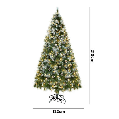 Tinseltown LED Christmas Tree 2.1M 7FT Pre-lit Light 8 Flash Modes Pine Cones-Christmas Tree-PEROZ Accessories
