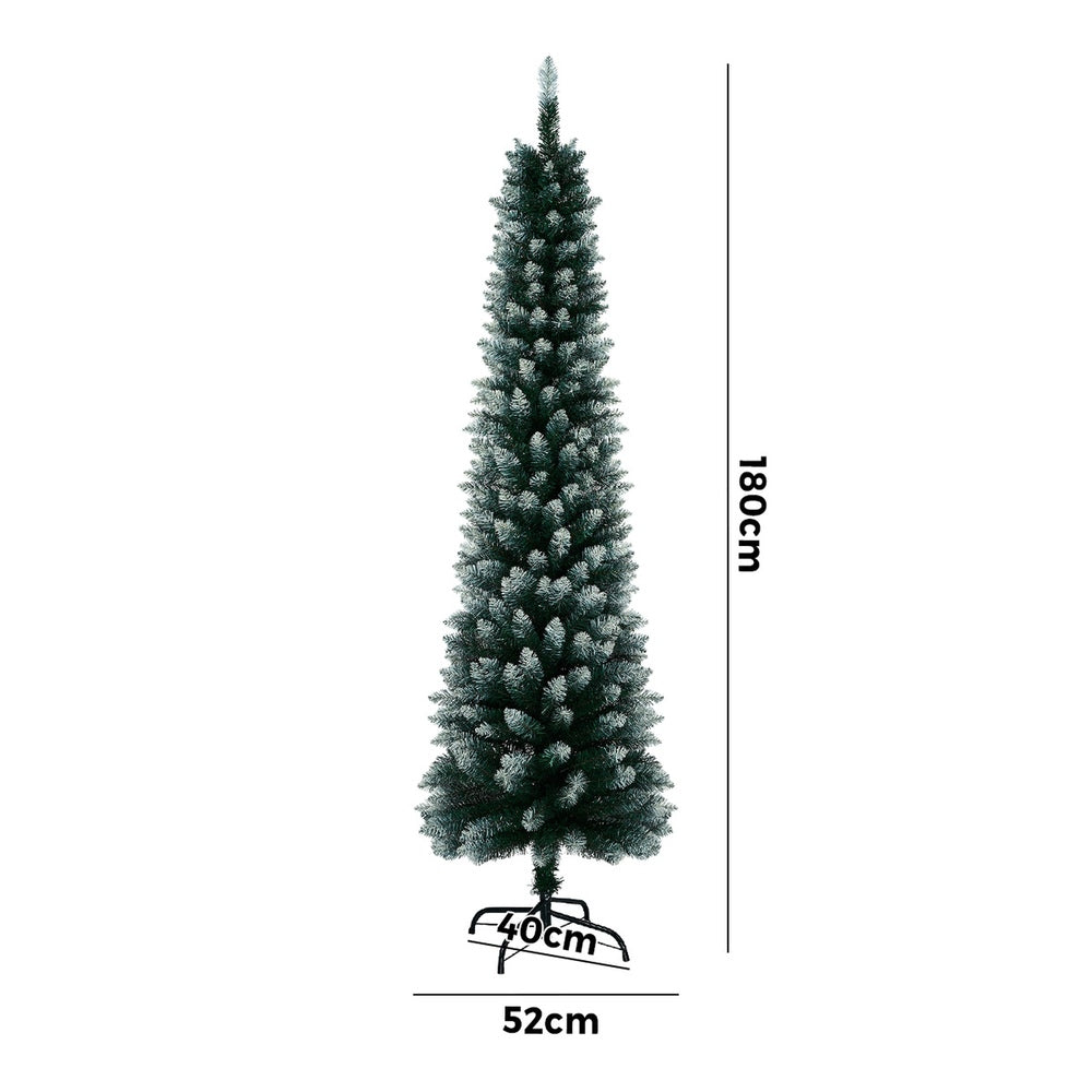 Tinseltown Slim Christmas Tree 1.8M 6FT Green and White-Christmas Tree-PEROZ Accessories