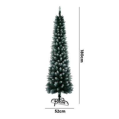 Tinseltown Slim Christmas Tree 1.8M 6FT Green and White-Christmas Tree-PEROZ Accessories