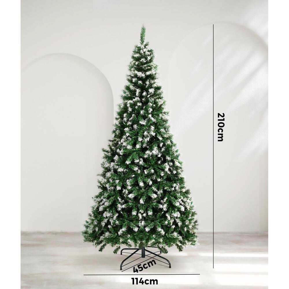 Mazam Christmas Tree 2.1M 7FT Snowy Xmas Decorations Home Decor Green 1000 tips-Christmas Trees-PEROZ Accessories