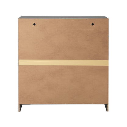 Oikiture 5 Chest of Drawers Dresser Rattan Black-Chest of Drawers-PEROZ Accessories