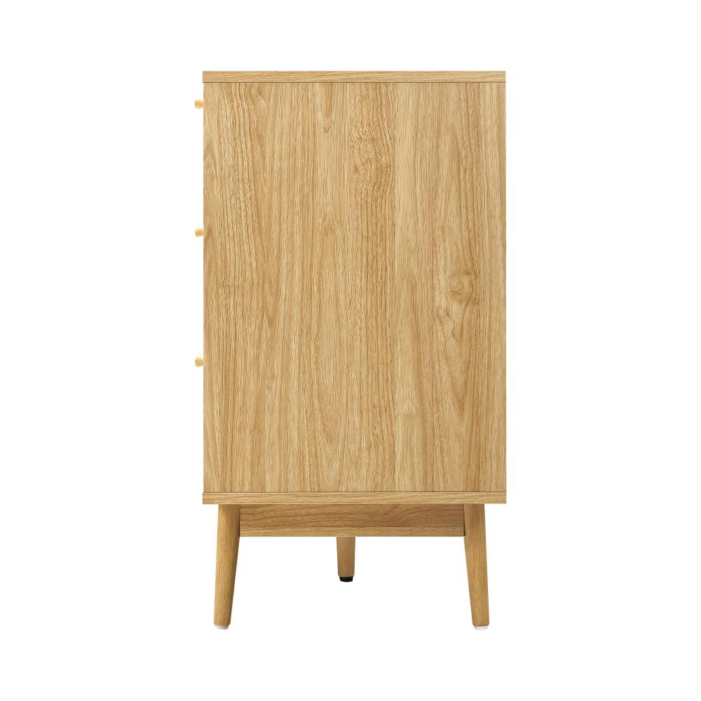 Oikiture 9 Chest of Drawers Dresser Rattan Storage Cabinet Lowboy Bedroom Wooden-Chest of Drawers-PEROZ Accessories