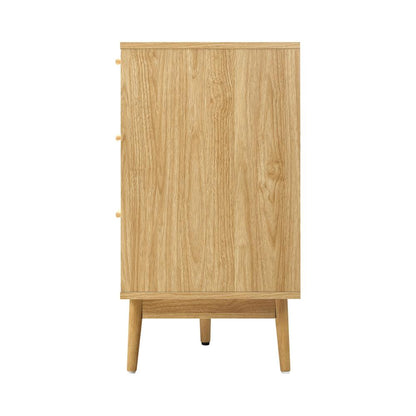 Oikiture 9 Chest of Drawers Dresser Rattan Storage Cabinet Lowboy Bedroom Wooden-Chest of Drawers-PEROZ Accessories