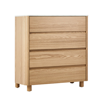 Oikiture 4 Chest of Drawers Dresser Faux Marble Top Natural-Chest of Drawerss-PEROZ Accessories