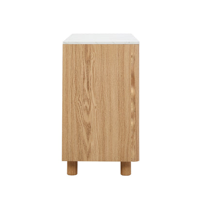 Oikiture 6 Chest of Drawers Dresser Faux Marble Top Natural-Chest of Drawerss-PEROZ Accessories